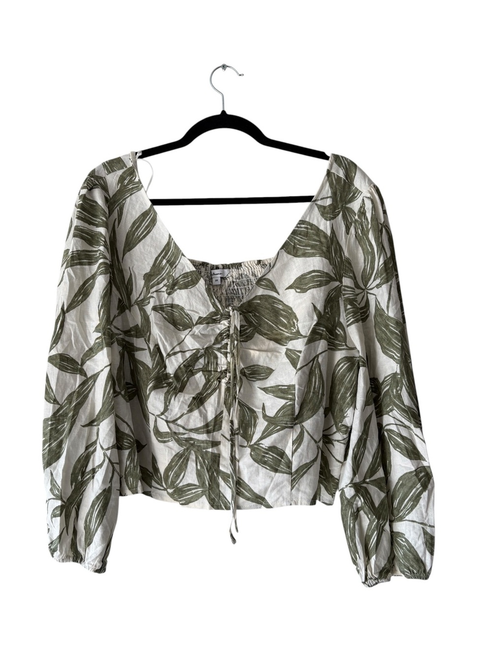 Reitmans Linen-Blend Midi Skirt Set Green Leaf Pattern High Side Slit Size XXL - Picture 5 of 16